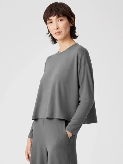Eileen Fisher Fine Jersey Box-top In Brown