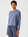 Eileen Fisher Fine Jersey Box-top In Blue