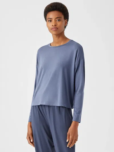 Eileen Fisher Fine Jersey Box-top In Blue