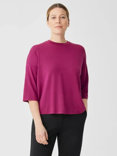 Eileen Fisher Fine Jersey Column-sleeve Top In Pink