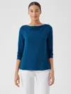 Eileen Fisher Fine Jersey Cowl Neck Top In Blue