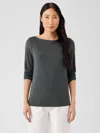 Eileen Fisher Fine Jersey Cowl Neck Top In Green