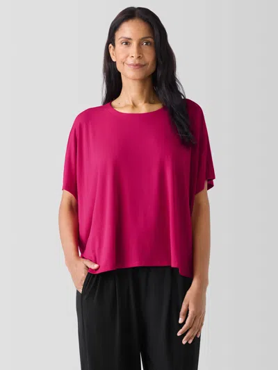 Eileen Fisher Fine Jersey Crew Neck Box-top In Pink