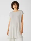 Eileen Fisher Fine Jersey Crew Neck Long Top In Gray
