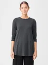 Eileen Fisher Fine Jersey Crew Neck Long Top In Gray