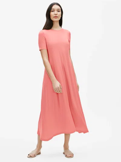 Eileen Fisher Fine Jersey Crew Neck Maxi Dress In Pink