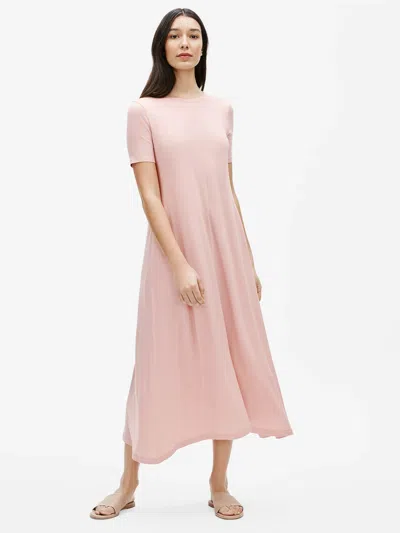 Eileen Fisher Fine Jersey Crew Neck Maxi Dress In White