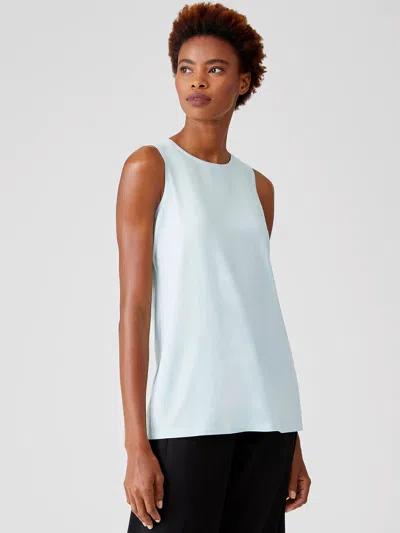 Eileen Fisher Fine Jersey Crew Neck Shell In Blue