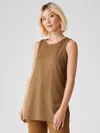 Eileen Fisher Fine Jersey Crew Neck Shell In Brown