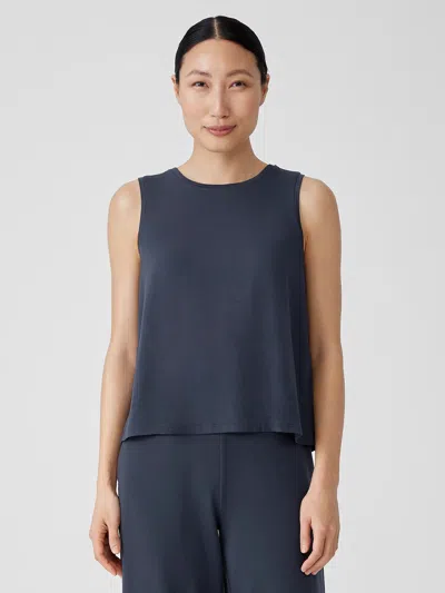 Eileen Fisher Fine Jersey Crew Neck Tank In Blue