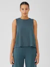 Eileen Fisher Fine Jersey Crew Neck Tank In Green
