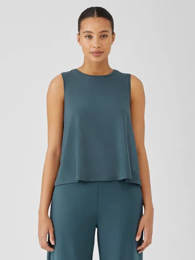 Eileen Fisher Fine Jersey Crew Neck Tank In Green