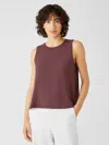 Eileen Fisher Fine Jersey Crew Neck Tank In Pink