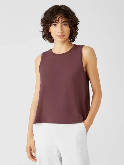 Eileen Fisher Fine Jersey Crew Neck Tank In Pink