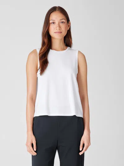 Eileen Fisher Fine Jersey Crew Neck Tank In White