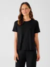 Eileen Fisher Organic Linen Jersey Crew Neck Tee In Black