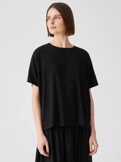 Eileen Fisher Fine Jersey Crew Neck Tee In Black