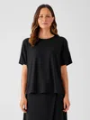 Eileen Fisher Fine Jersey Crew Neck Tee In Black