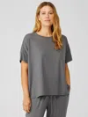Eileen Fisher Fine Jersey Crew Neck Tee In Gray