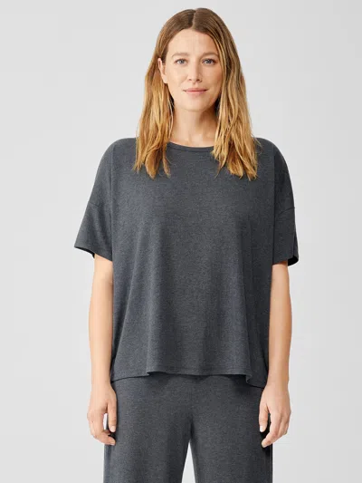 Eileen Fisher Fine Jersey Crew Neck Tee In Gray