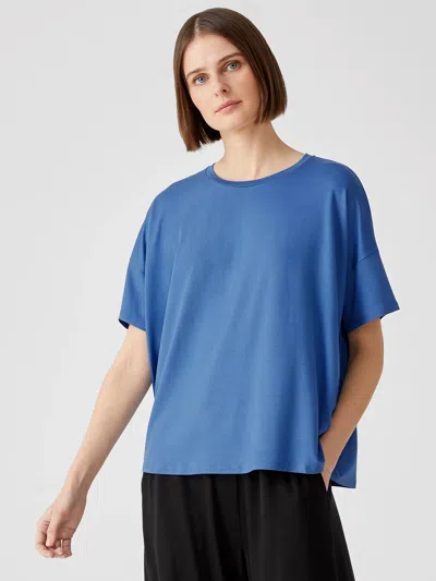Eileen Fisher Fine Jersey Crew Neck Tee In Blue