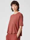 Eileen Fisher Fine Jersey Crew Neck Top In Pink