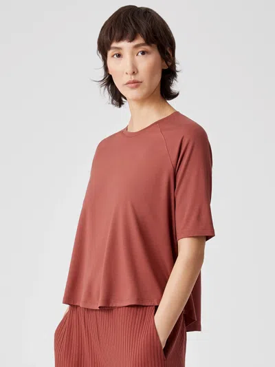 Eileen Fisher Fine Jersey Crew Neck Top In Pink