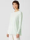 Eileen Fisher Fine Jersey Crew Neck Top In Green