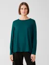 Eileen Fisher Fine Jersey Crew Neck Top In Green