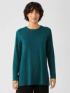 Eileen Fisher Fine Jersey Crew Neck Top In Green