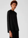 Eileen Fisher Fine Jersey Crew Neck Top In Black