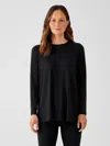 Eileen Fisher Fine Jersey Crew Neck Top In Black