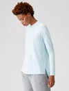 Eileen Fisher Fine Jersey Crew Neck Top In Blue