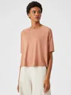 Eileen Fisher Fine Jersey Crew Neck Top In Brown