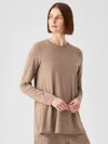 Eileen Fisher Fine Jersey Crew Neck Top In Multi