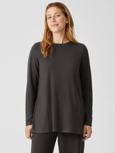 Eileen Fisher Fine Jersey Crew Neck Top In Multi
