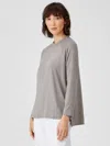 Eileen Fisher Fine Jersey Crew Neck Top In Gray