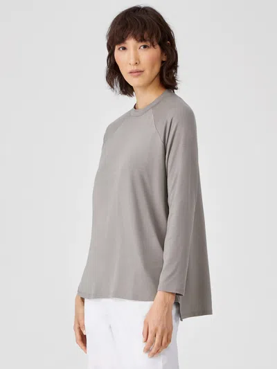 Eileen Fisher Fine Jersey Crew Neck Top In Gray