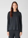 Eileen Fisher Fine Jersey Crew Neck Top In Black