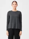 Eileen Fisher Fine Jersey Crew Neck Top In Gray