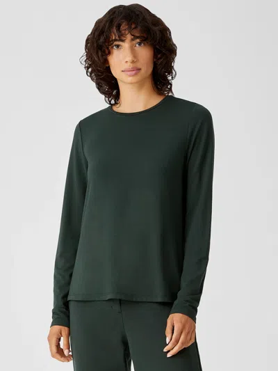 Eileen Fisher Fine Jersey Crew Neck Top In Multi