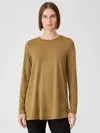 Eileen Fisher Fine Jersey Crew Neck Top In Brown
