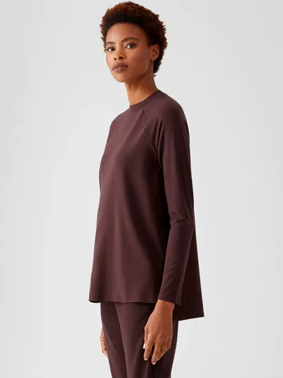Eileen Fisher Fine Jersey Crew Neck Top In Purple