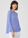 Eileen Fisher Fine Jersey Crew Neck Top In Purple