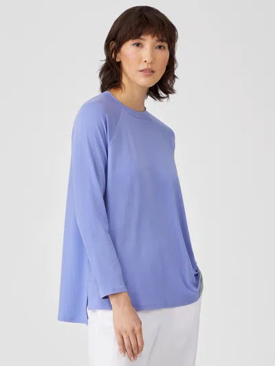 Eileen Fisher Fine Jersey Crew Neck Top In Purple