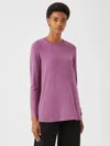 Eileen Fisher Fine Jersey Crew Neck Top In Purple