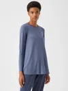 Eileen Fisher Fine Jersey Crew Neck Top In Purple