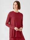 Eileen Fisher Fine Jersey Crew Neck Top In Red