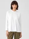 Eileen Fisher Fine Jersey Crew Neck Top In White