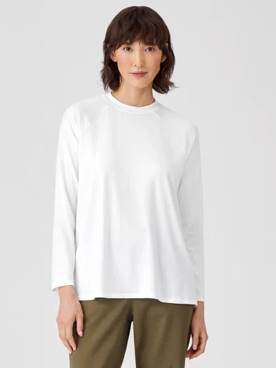 Eileen Fisher Fine Jersey Crew Neck Top In White